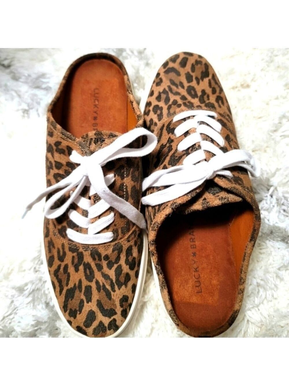 Lucky Brand Talani Mule Platform Sneakers Beige Leopard Print US 8M